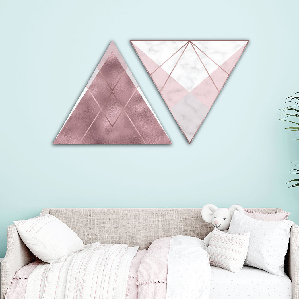 Abstract Design Triangle Shape Wall Art Set Of 2