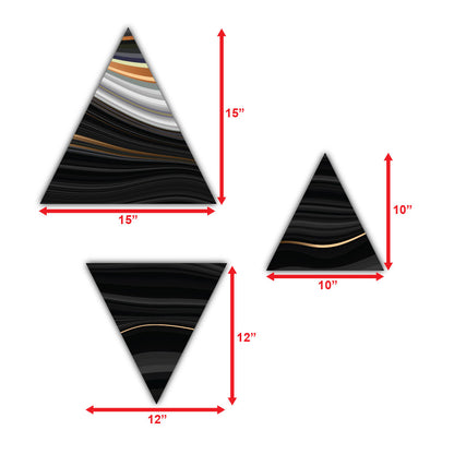 Designer Print Triangle Shape Wall Art Set Of 3