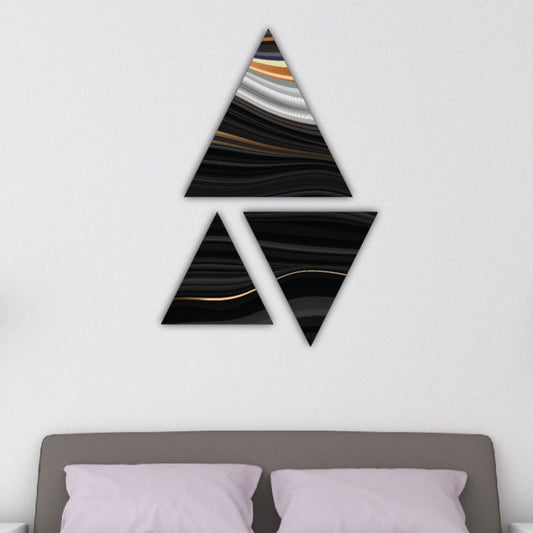 Designer Print Triangle Shape Wall Art Set Of 3