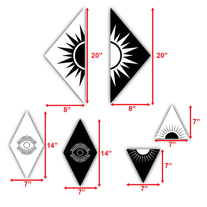 Classic Designer Print Triangle Wall Hanging Set Of 5