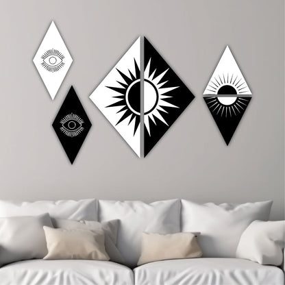 Classic Designer Print Triangle Wall Hanging Set Of 5