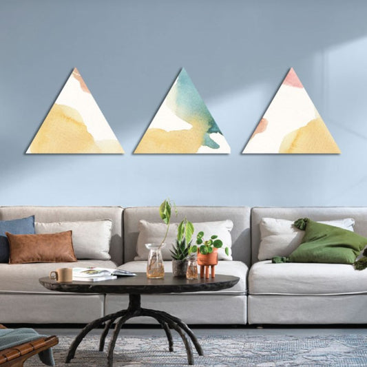 Water Colour Effect Triangle Shaped Art Piece Set Of 3
