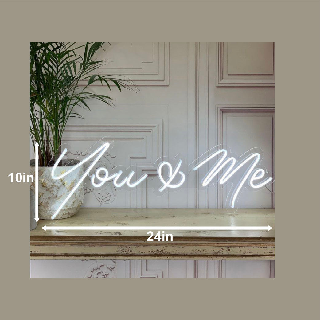 You & Me Neon Sign White with Adapter