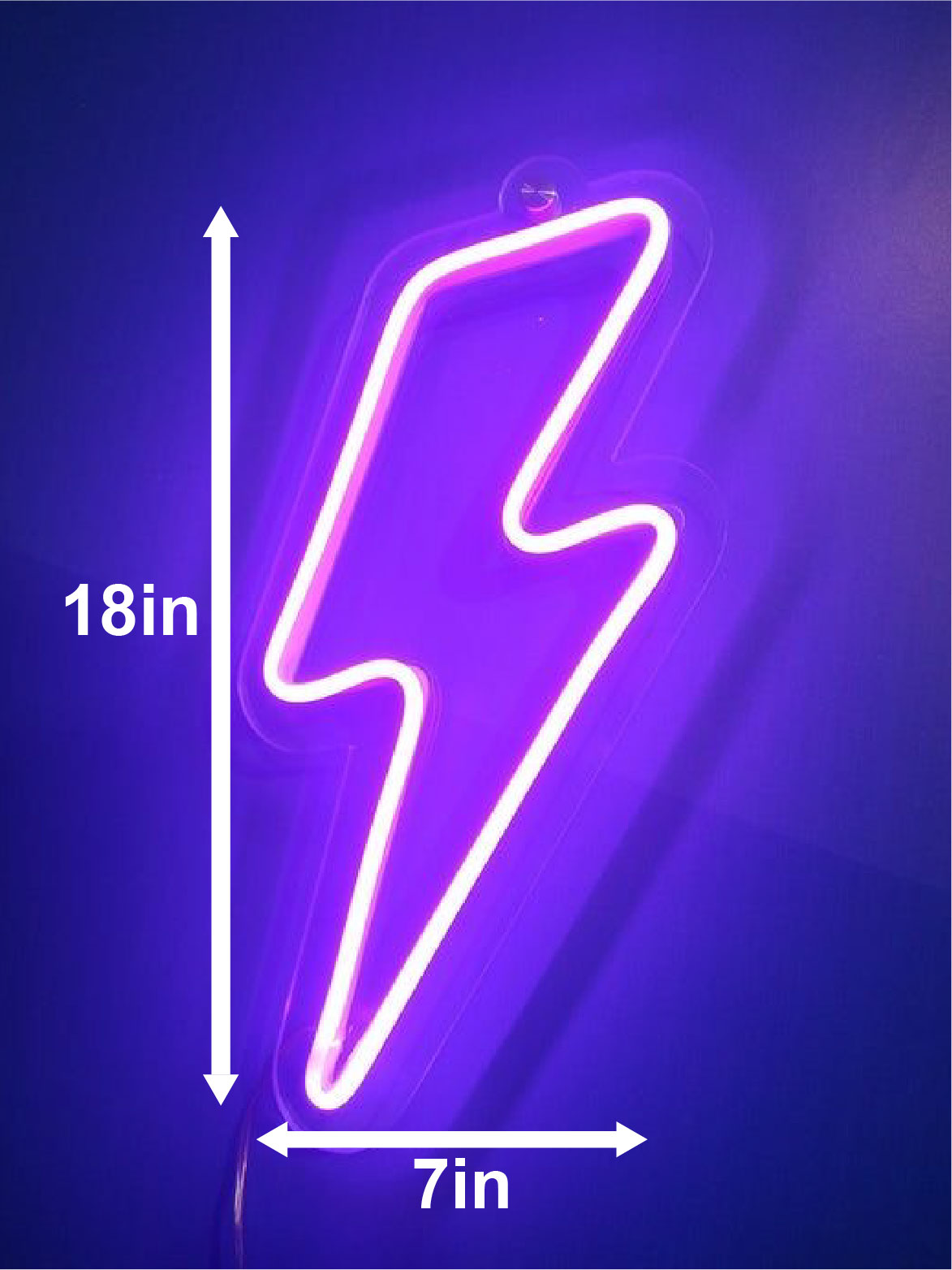 Thunder Neon Sign Purple With Adapter