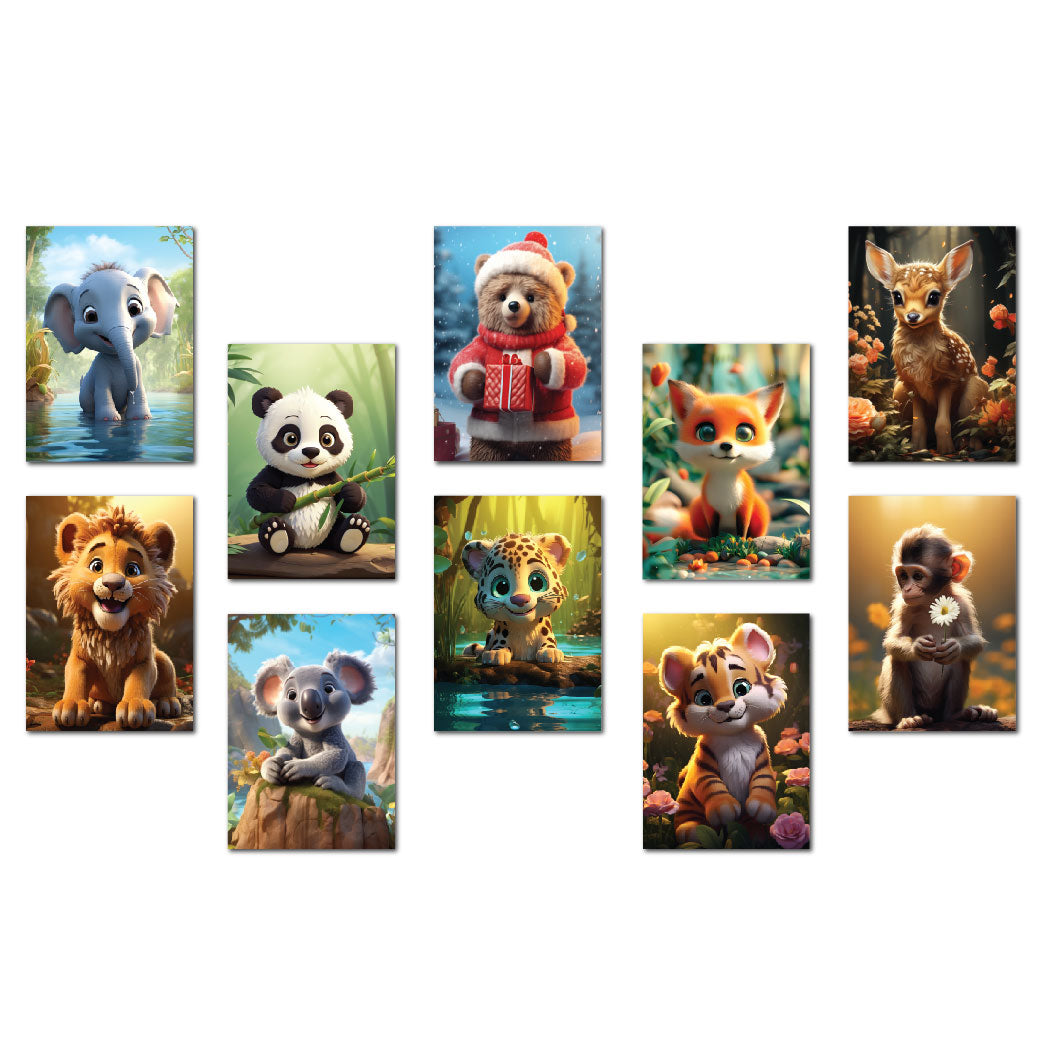 Cute Animal Prints Posters Set Of 10