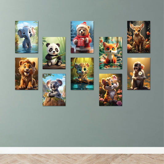 Cute Animal Prints Posters Set Of 10