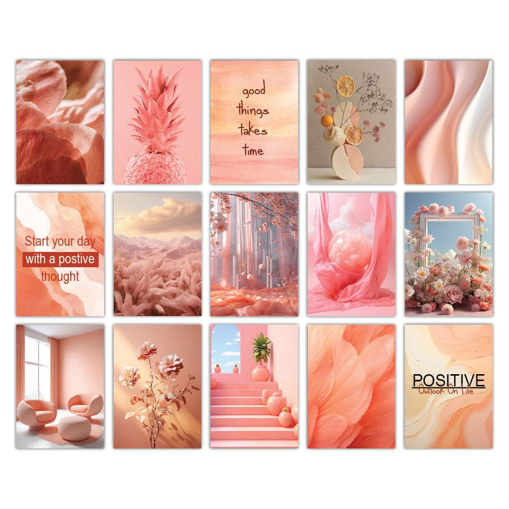 Pink And Peach Tones Wall Posters Set Of 15