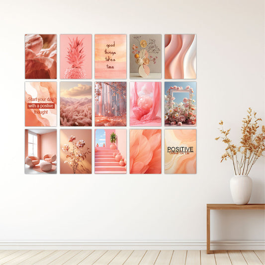 Pink And Peach Tones Wall Posters Set Of 15