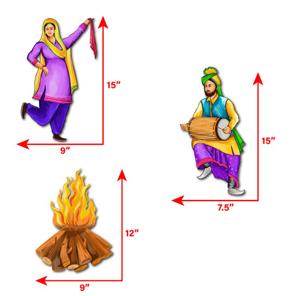 Lohri Dance sunboard Cutouts set of 3