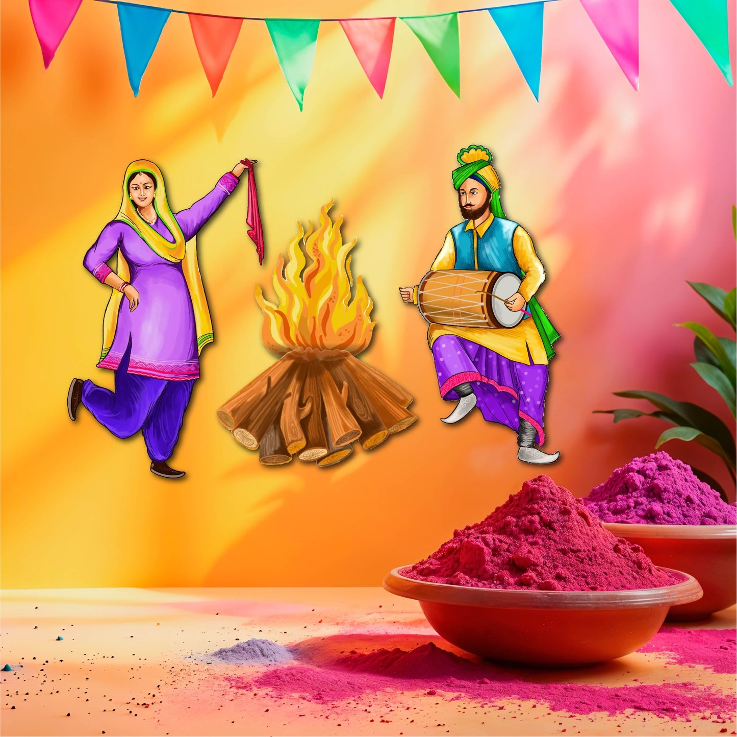 Lohri Dance sunboard Cutouts set of 3