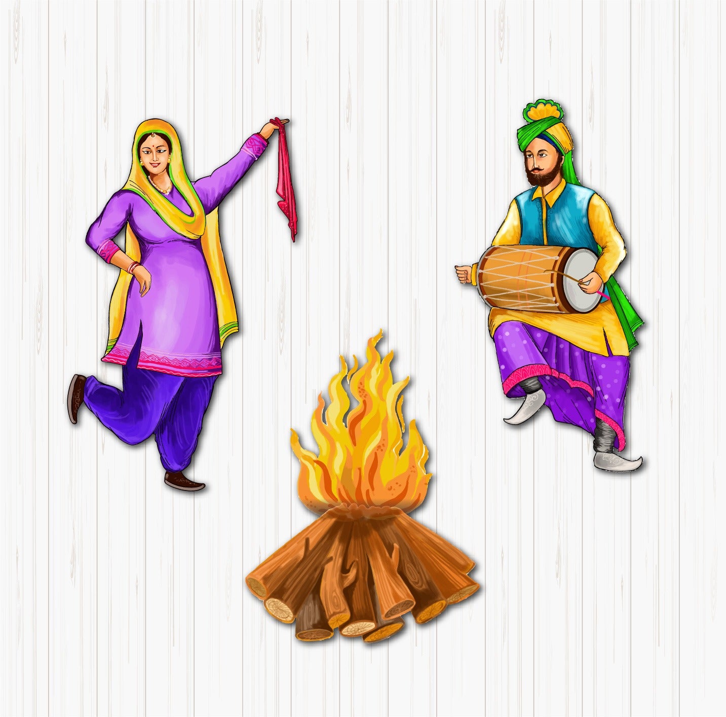 bonfire and bhangra small sunboard cutouts