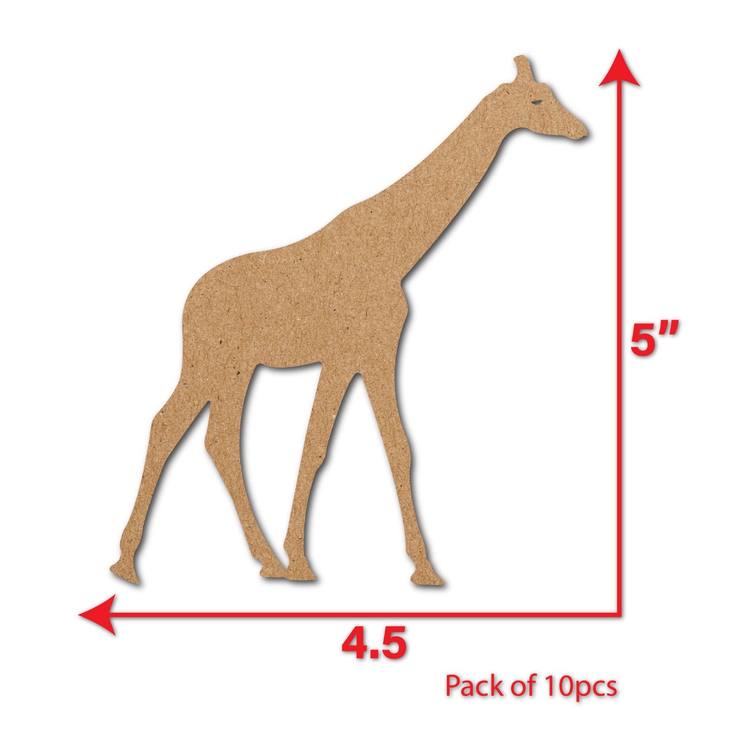 Giraffe Shaped Cutouts MDF Cutouts set of 10