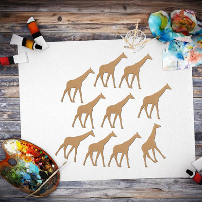 Giraffe Shaped Cutouts MDF Cutouts set of 10