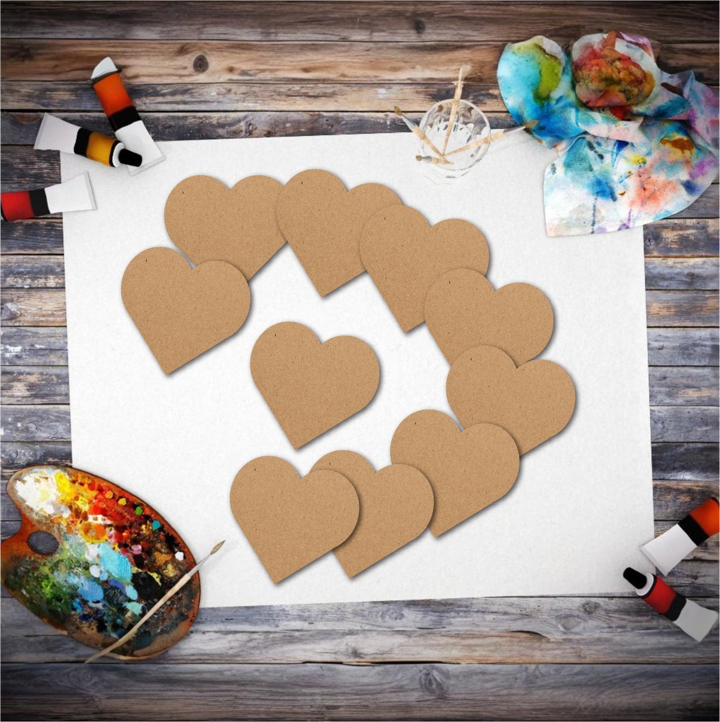  Heart-shaped MDF cutouts