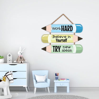 inspirational pencil-shaped abstract wall hanging