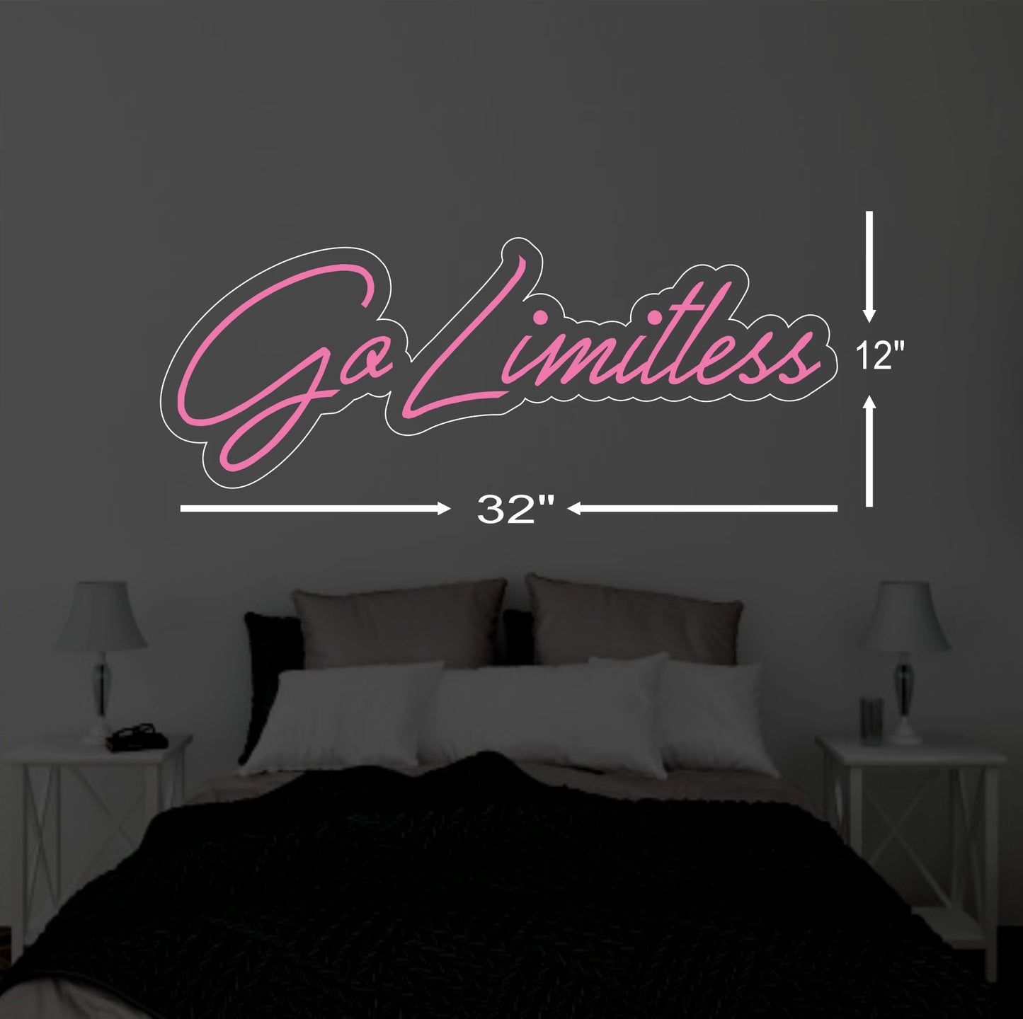 Go Limitless Neon Sign Pink with Adapter
