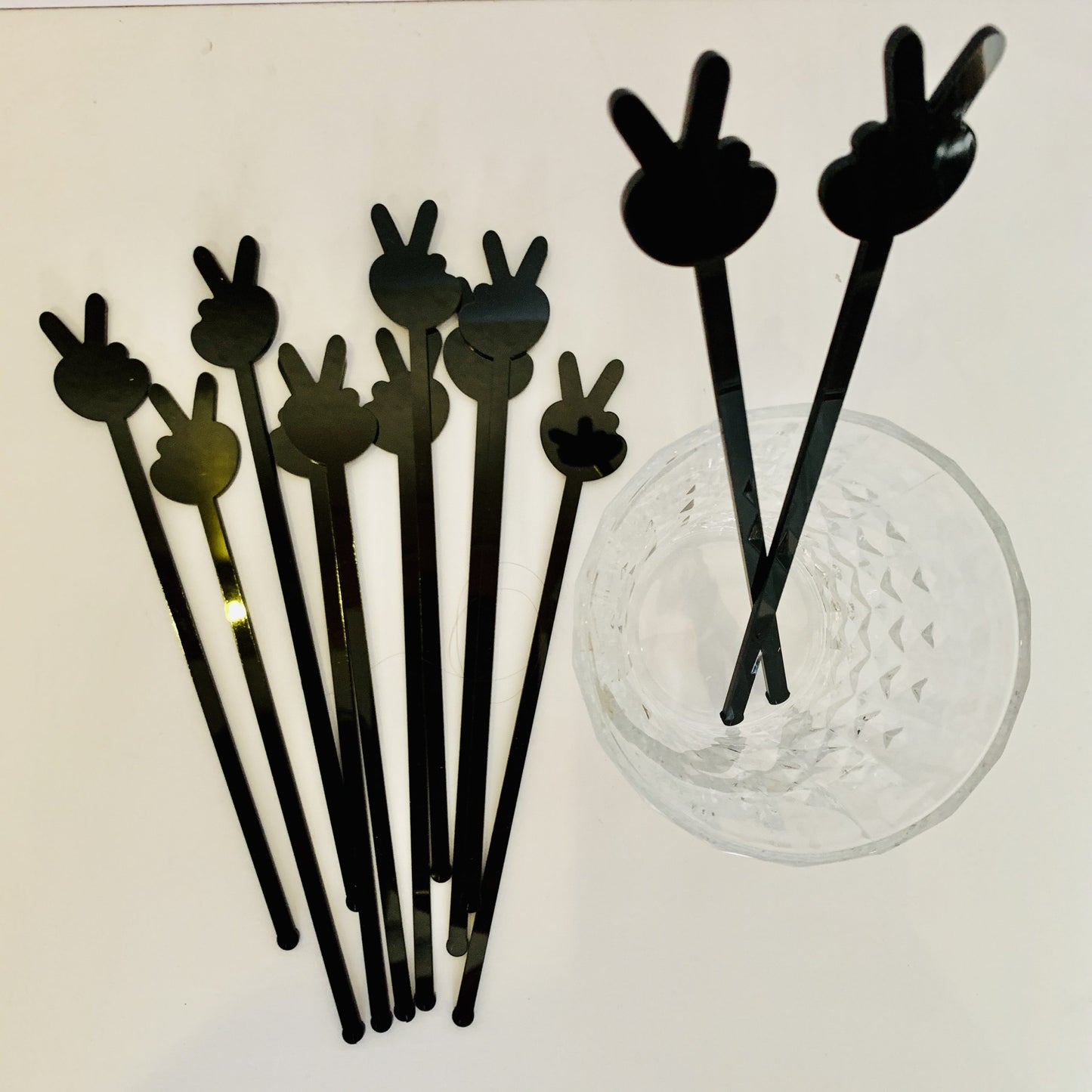 Peace Sign Stirrers Black Set of 10