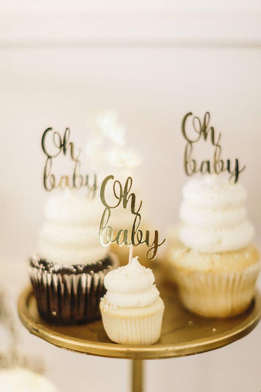 Oh Baby Cupcake Topper Gold