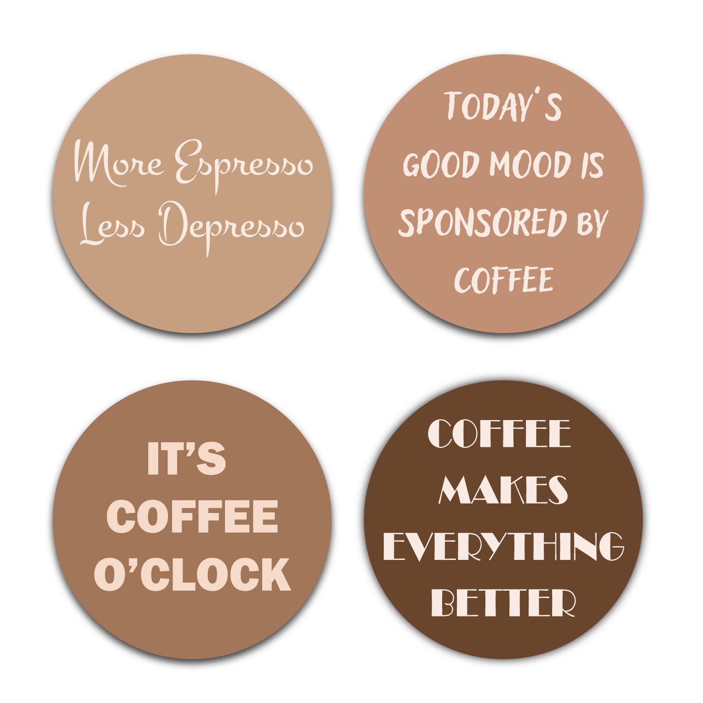 Coffee Printed Wooden Coasters Set Of 4 For Coffee Cups, Mugs & Bottles