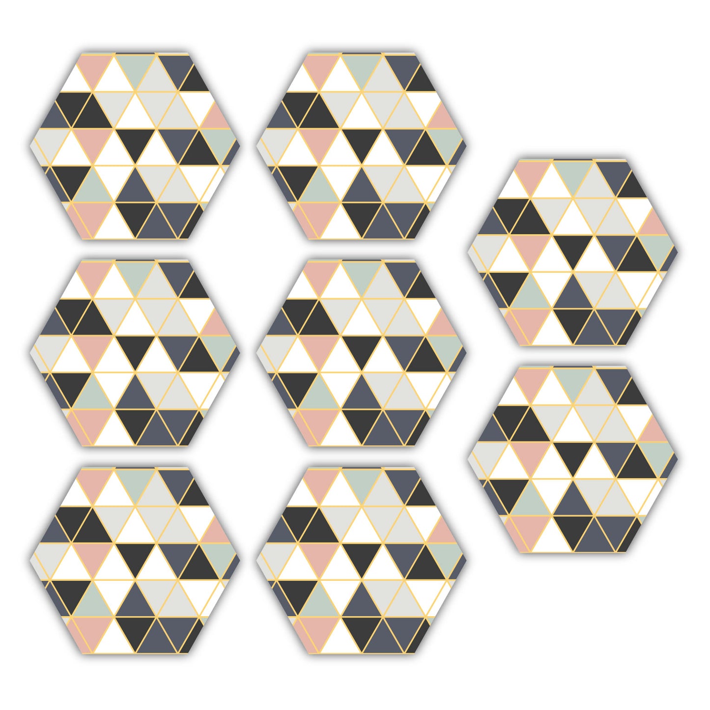 Hexagon Shape Coasters Set Of 8 Made Of Wood Tea Cups, Coffee Mugs & Bar Glasses