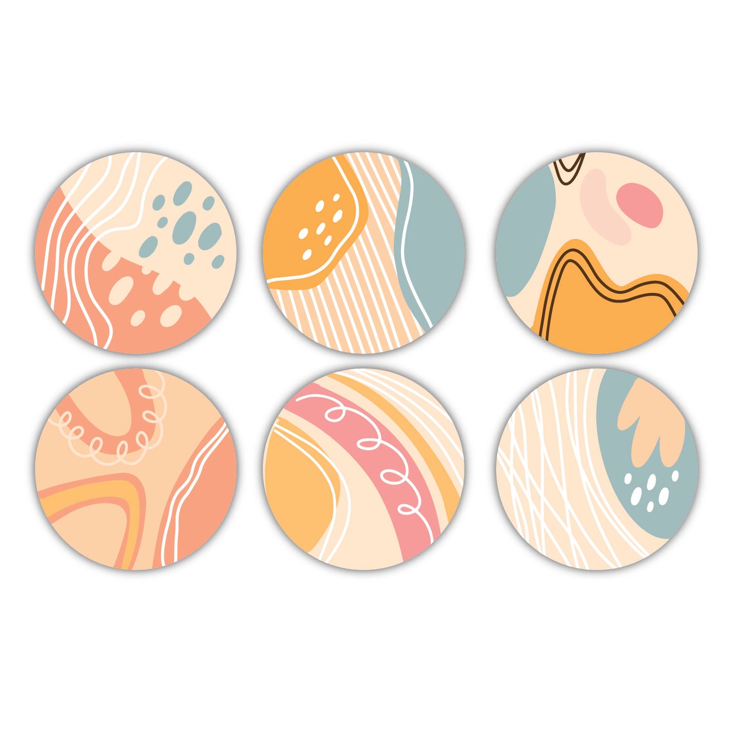 Abstract Design Coasters Set Of 6 Made Of MDF For Milk Mugs, Tea Cups & Juice Glasses