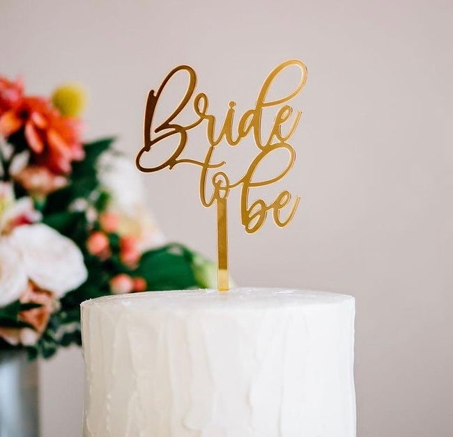 Bride To Be Cake Topper Golden