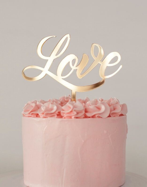 Love Cake Topper Gold