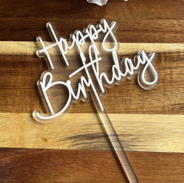 जन्मदिन मुबारक हो केक टॉपर सफेद