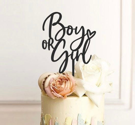 Boy or Girl Cake Topper Black