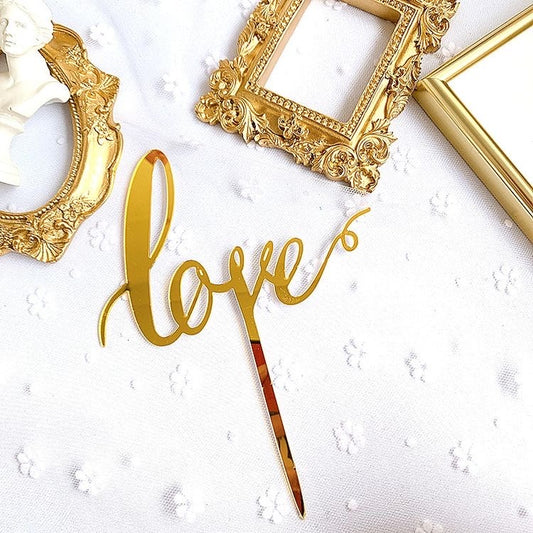 Love Cake Topper Golden