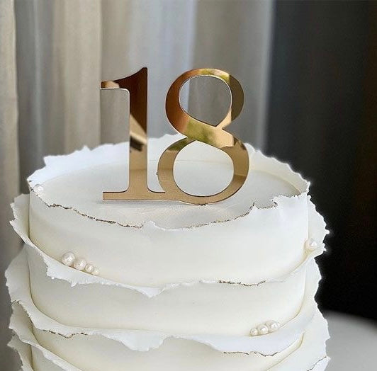 18 Number Cake Topper Gold