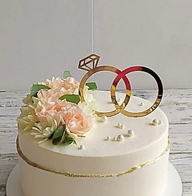 Engaged Cake Topper Gold