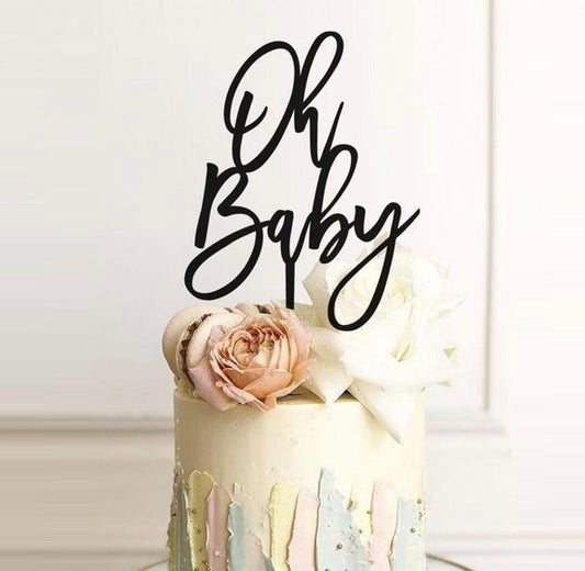 Oh Baby Cake Topper Black