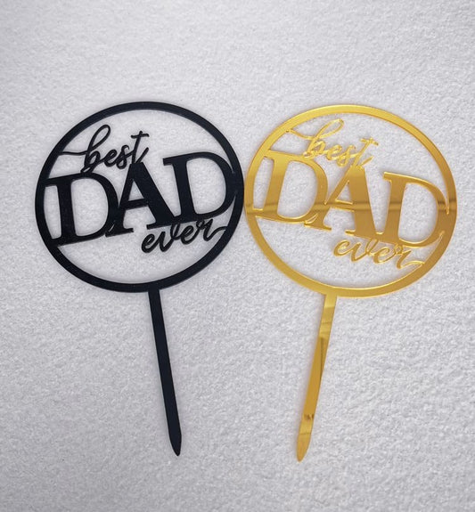 Best Dad Ever Cake Topper ( Pack of 2 Black & Gold )