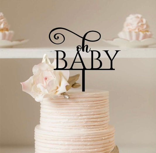 Oh Baby Cake Topper Black