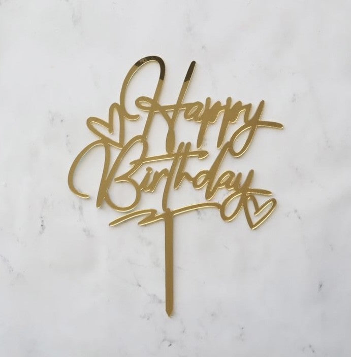 जन्मदिन मुबारक हो केक टॉपर गोल्ड