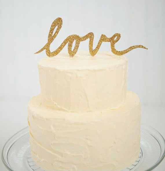 Love Cake Topper Golden