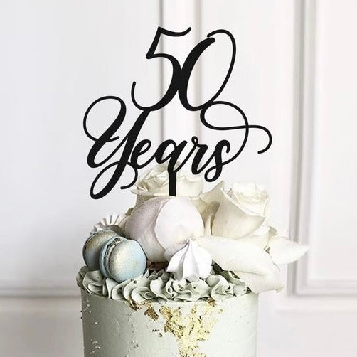 50 Years Cake Topper Black