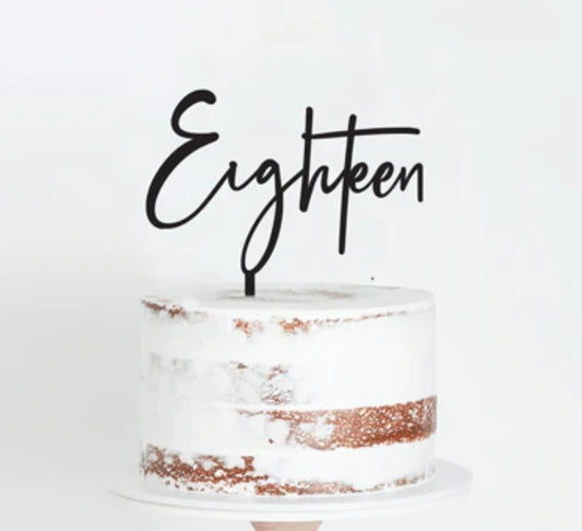 Eighteen Cake Topper Black For Birthday