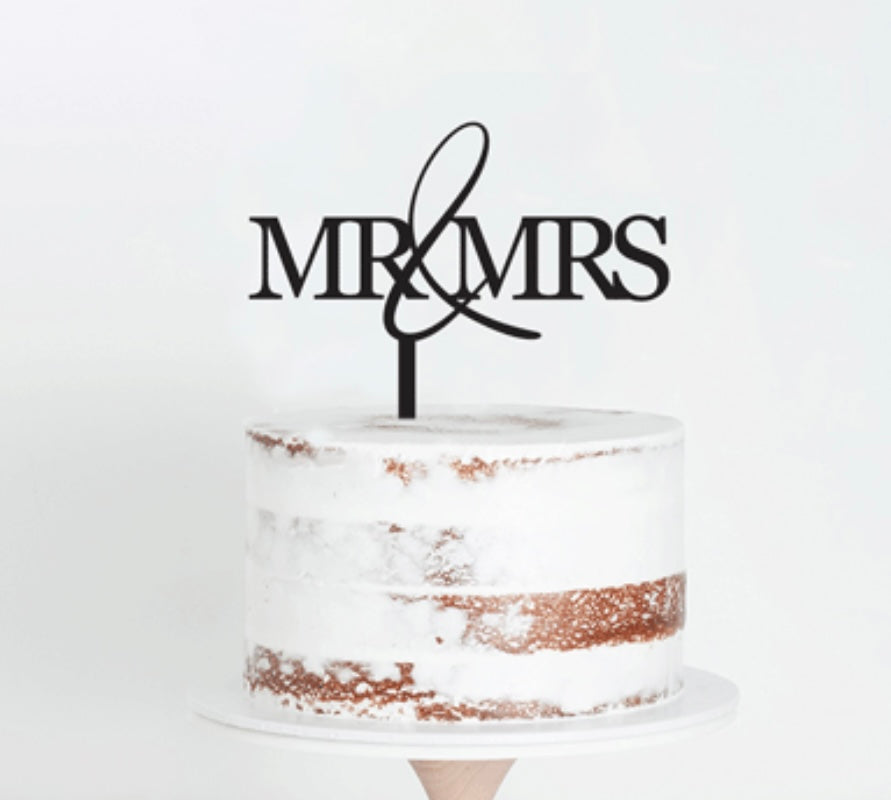 Mr & Mrs Cake Topper Black for Anniversary/Wedding