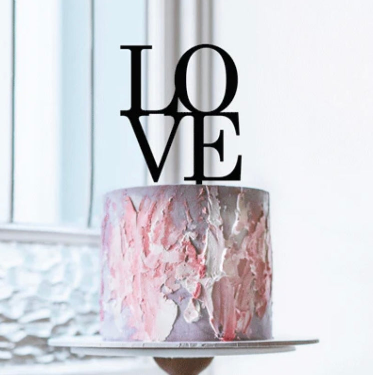 Love Cake Topper Black For Wedding/Anniversary/Birthday/Valentines Day