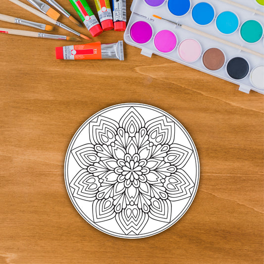 DIY Pre-marked Flower Mandala Design on Canvas Base for Art & Craft