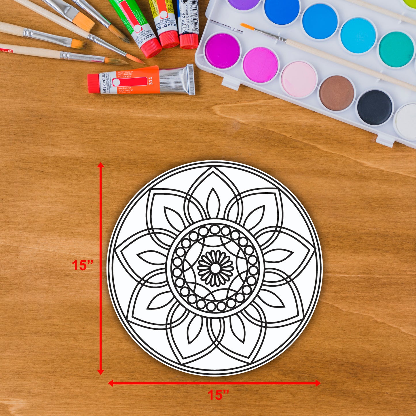 DIY Pre-marked Basic Mandala Design on Canvas Base for Painting M2