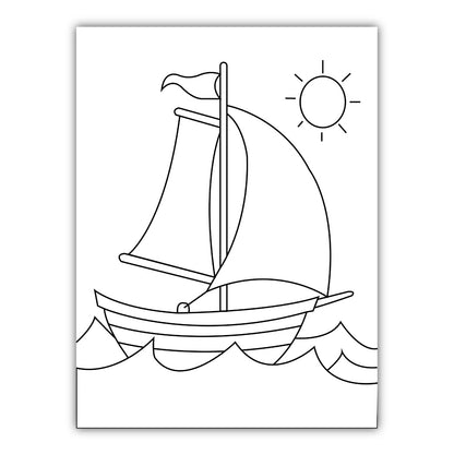 DIY Pre-marked Boat Scenary Design on Canvas for Painting, Art & Craft