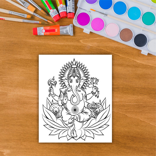 DIY Pre-marked Ganesha Design on Canvas Base for Painting