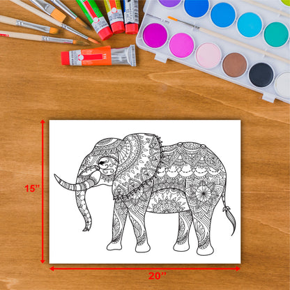 DIY Pre-marked Elephant Design on Canvas Base For Art & Craft Painting