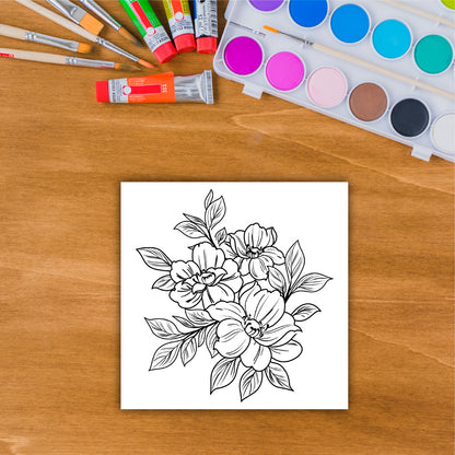 DIY Pre-marked Floral Design on Canvas Base for Art & Craft