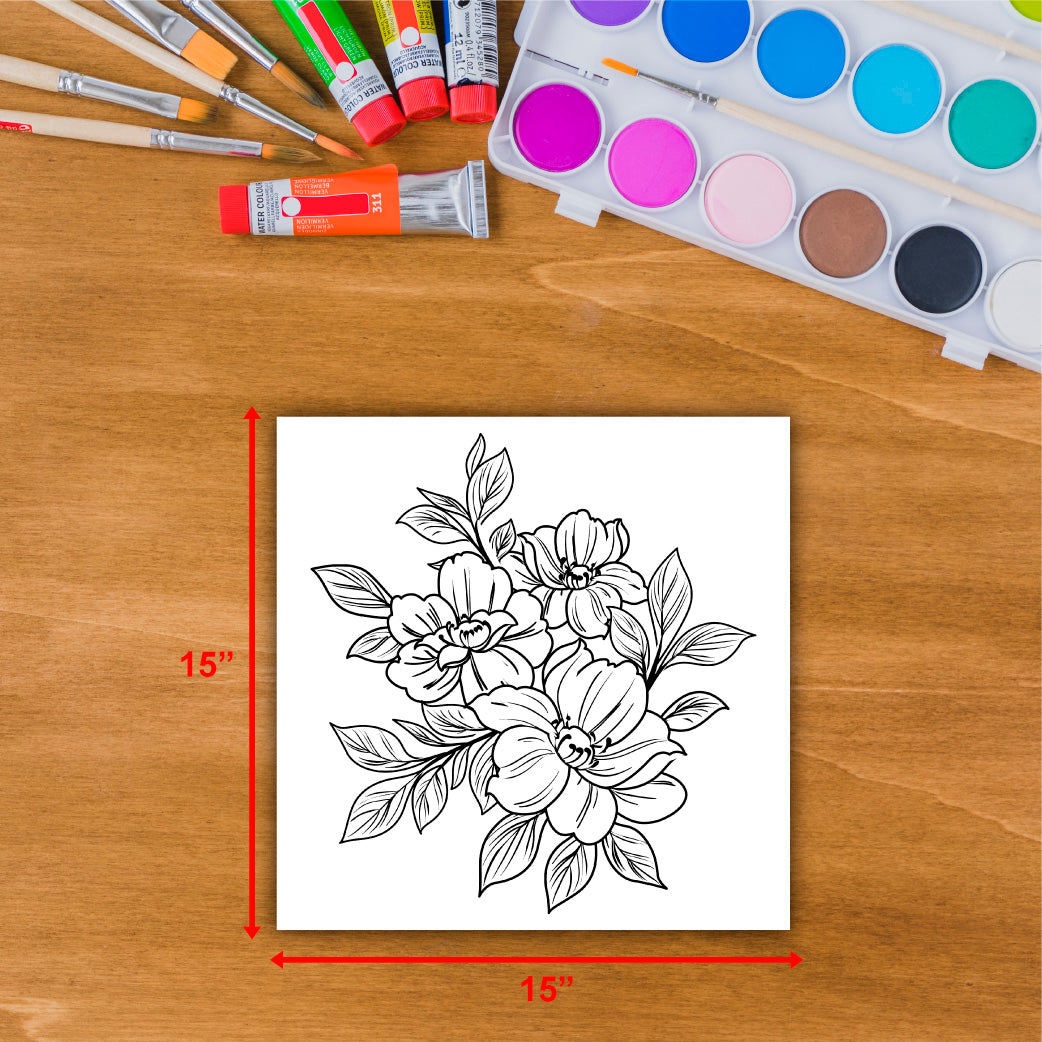 DIY Pre-marked Floral Design on Canvas Base for Art & Craft