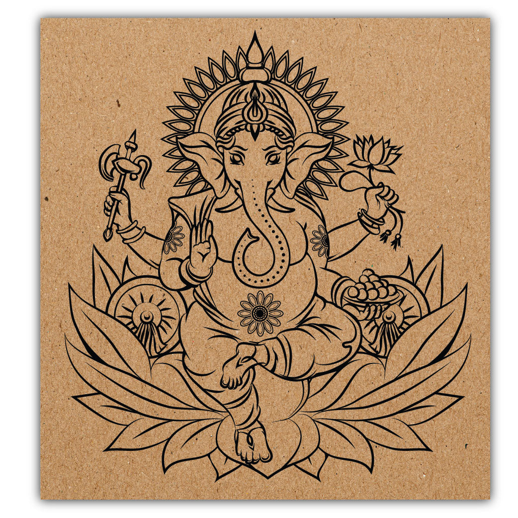 DIY Pre-marked Lord Ganesha Design on MDF 3mm Thick for Painting, Art & Craft