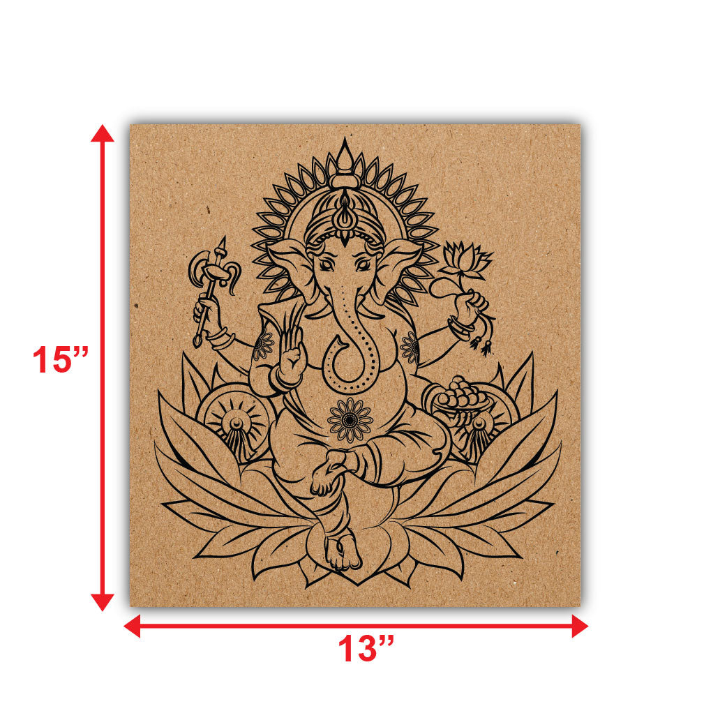 DIY Pre-marked Lord Ganesha Design on MDF 3mm Thick for Painting, Art & Craft